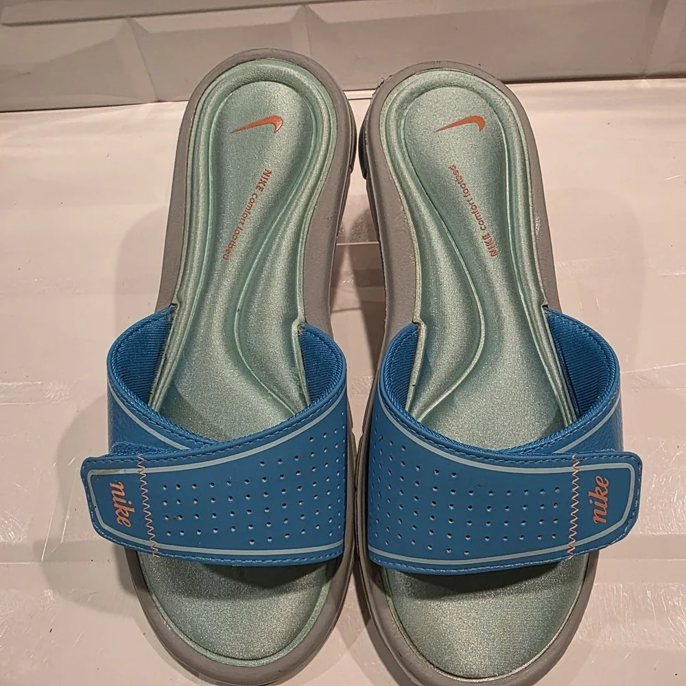 Nike Comfort Footbed Slides Women's 8 Beach Flip Flop Sandles Slippers Blue